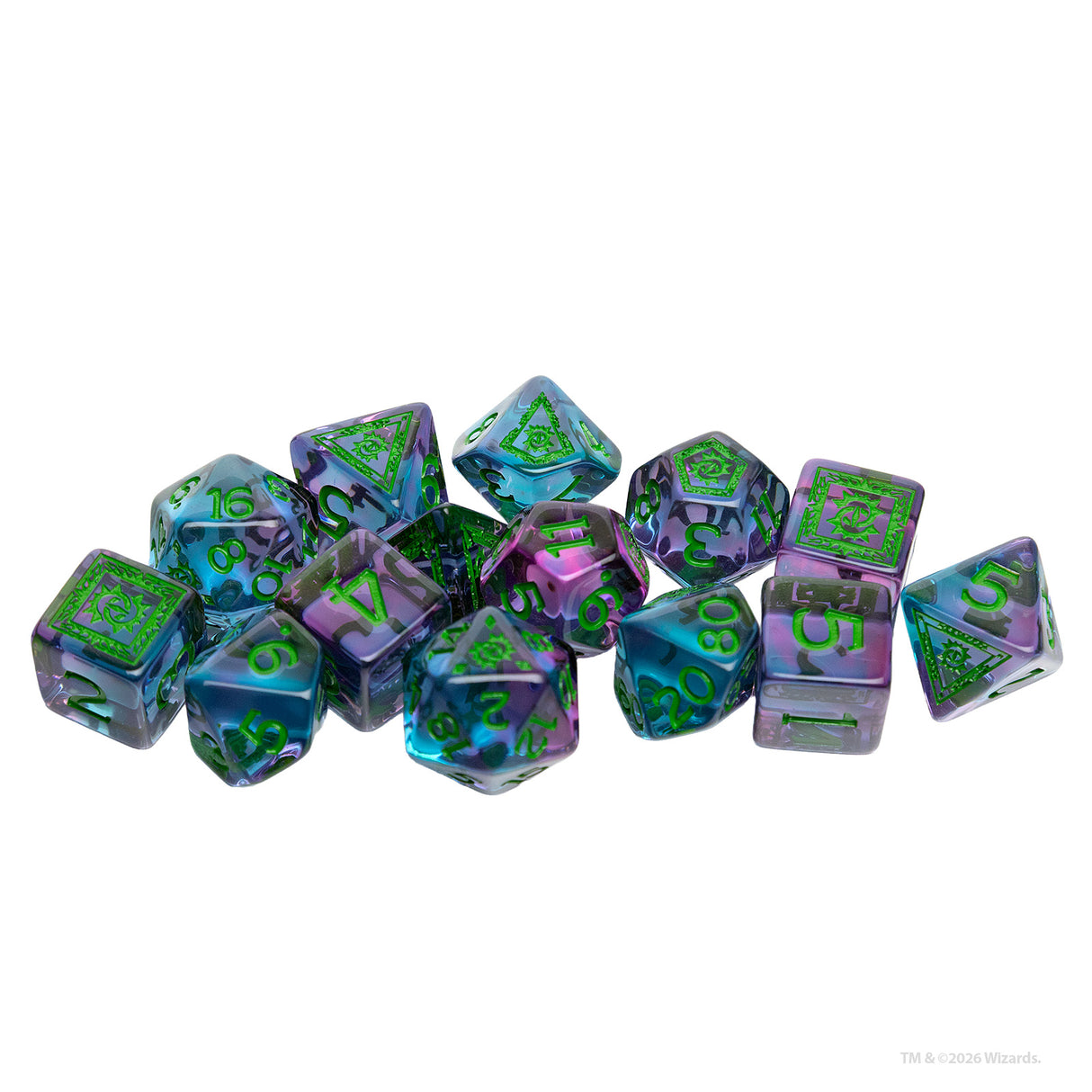 COMING SOON: Dungeons & Dragons Adventure Dice - Warlock: Purple, Green