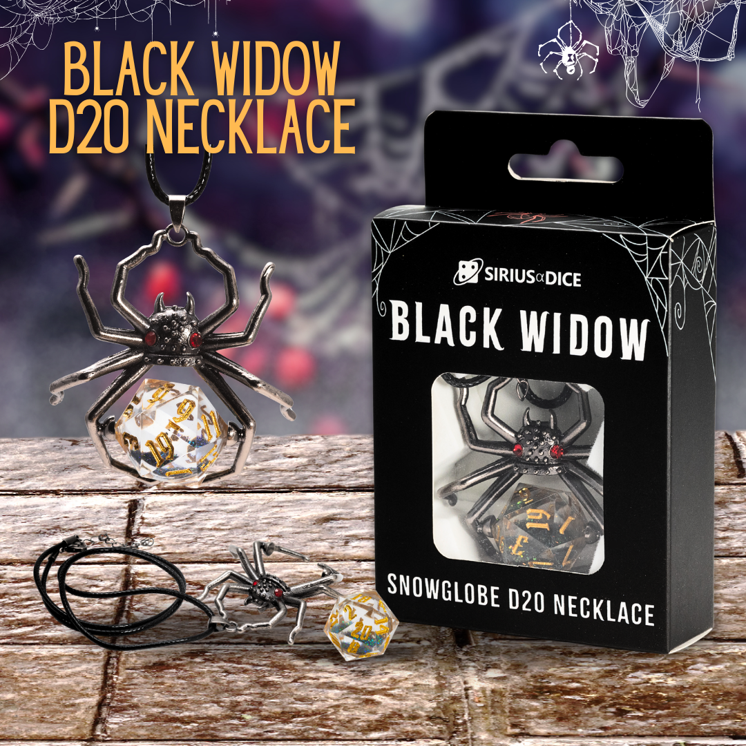 Black Widow D20 Necklace | Sirius Dice