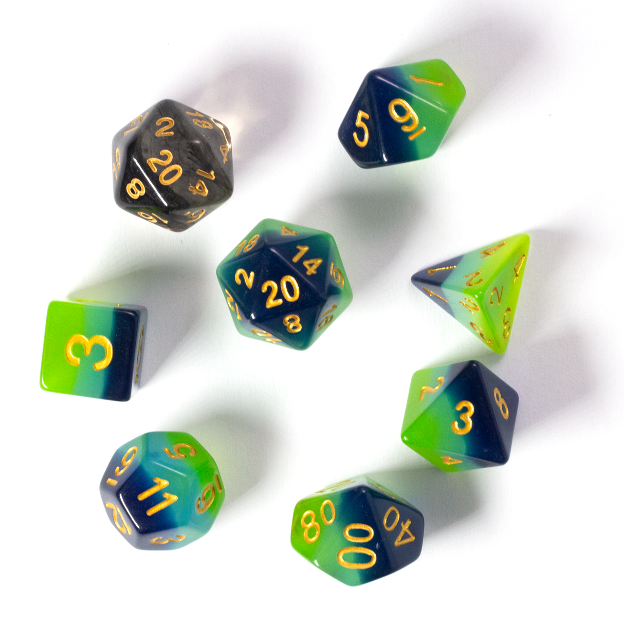 Green + Blue Dice Set