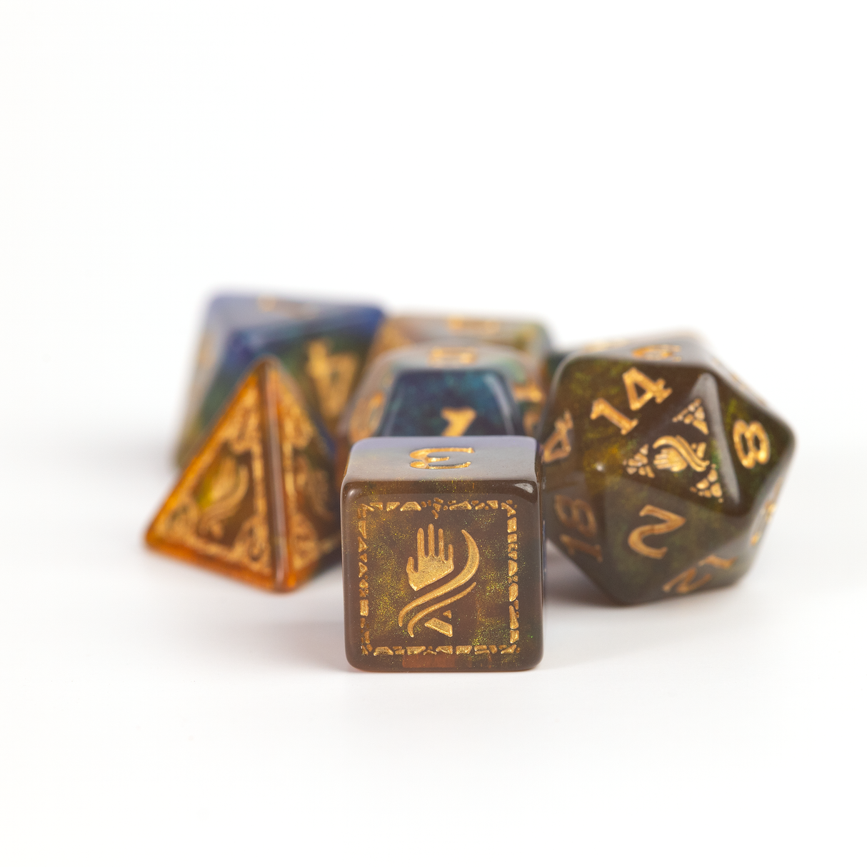 Dungeons & Dragons Adventure Dice - Monk: Blue / Gold | Sirius Dice