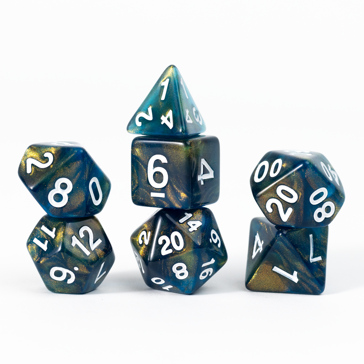 Unearthed Treasure Onyx 7-Piece Polyhedral RPG Dice Set | Sirius Dice