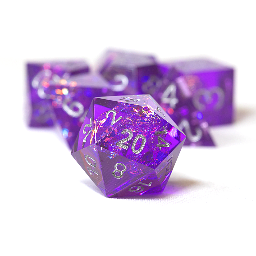 Sharp Purple Fairy 7-Piece Polyhedral RPG Dice Set | Sirius Dice