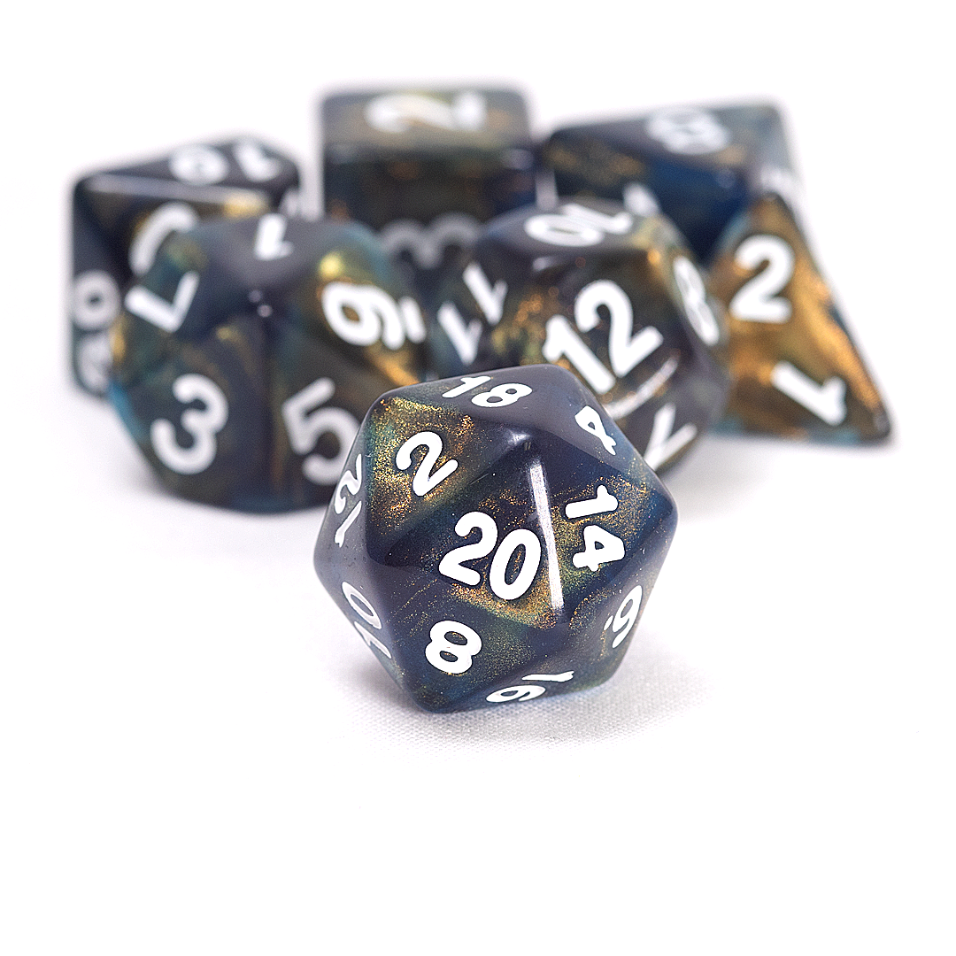 Unearthed Treasure Onyx 7-Piece Polyhedral RPG Dice Set | Sirius Dice