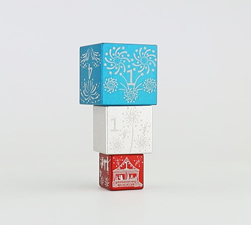 red white and blue d6 dice set