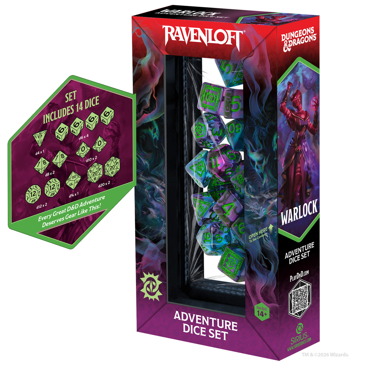 COMING SOON: Dungeons & Dragons Adventure Dice - Warlock: Purple, Green