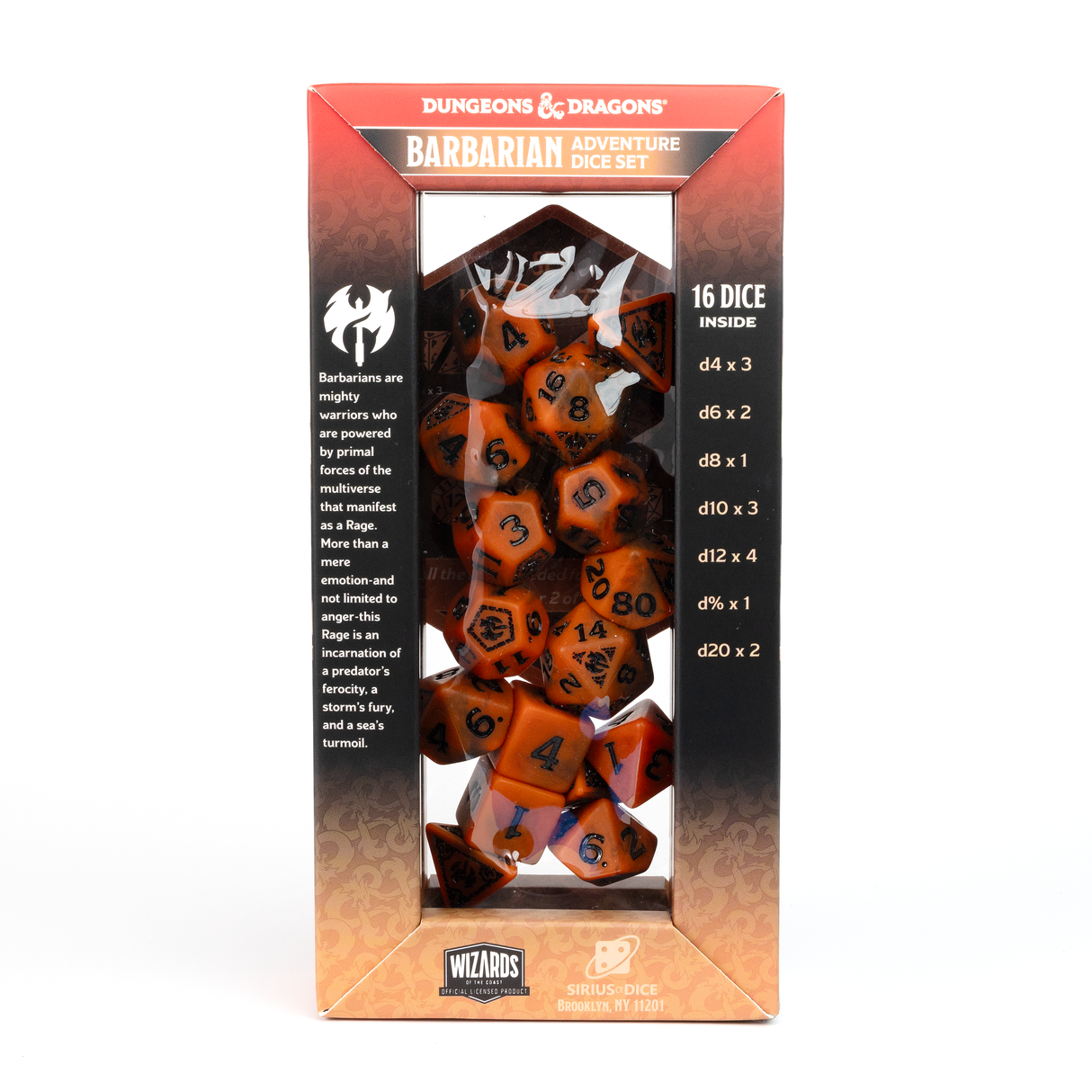 Dungeons & Dragons Adventure Dice - Barbarian: Orange | Sirius Dice