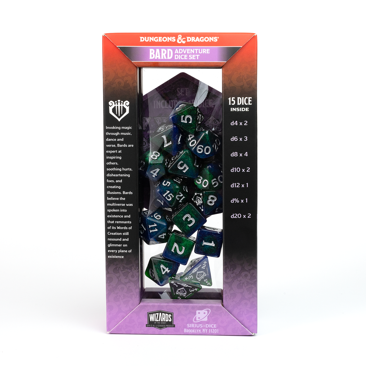 Dungeons & Dragons Adventure Dice - Bard: Blue / Green Dice | Sirius Dice
