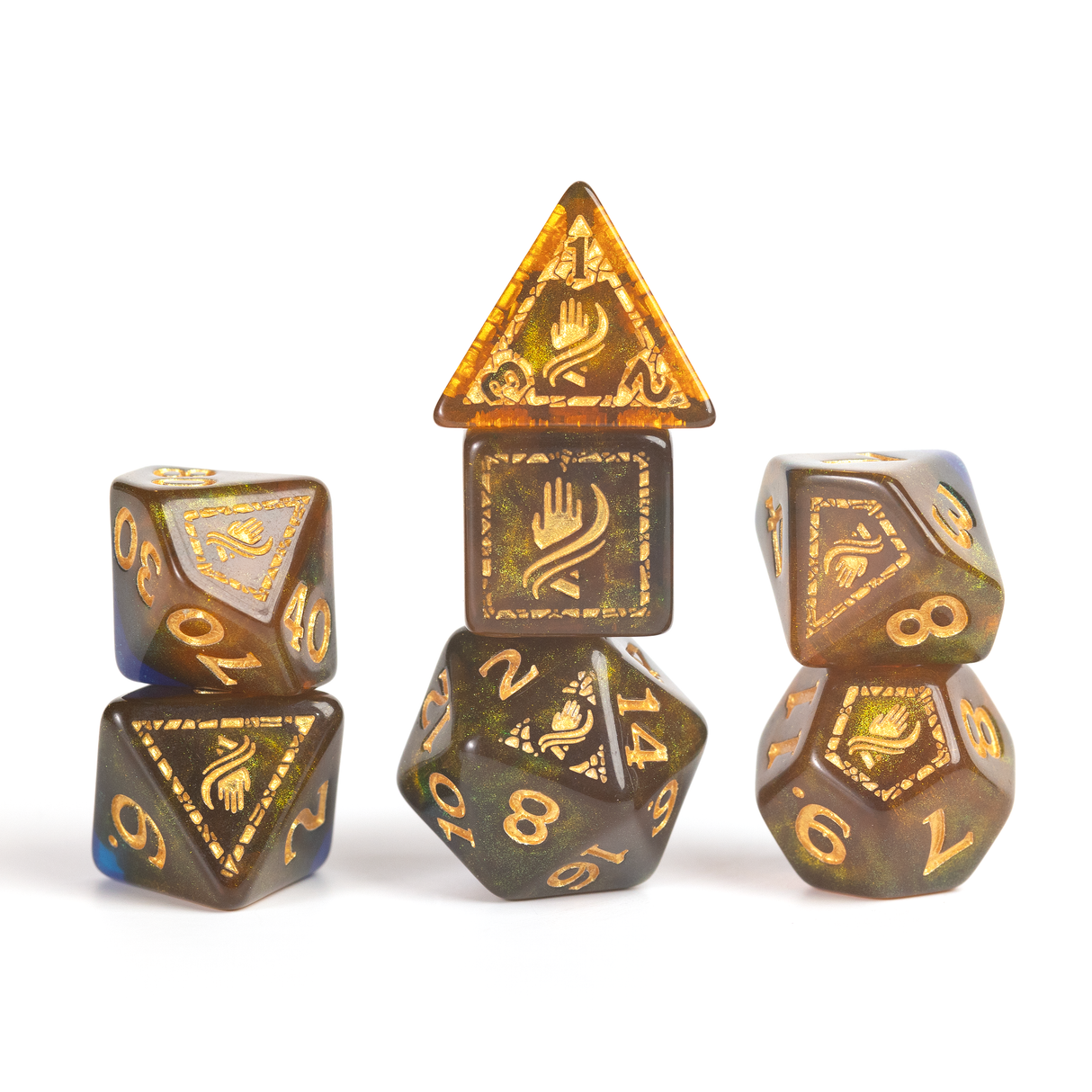 Dungeons & Dragons Adventure Dice - Monk: Blue / Gold | Sirius Dice