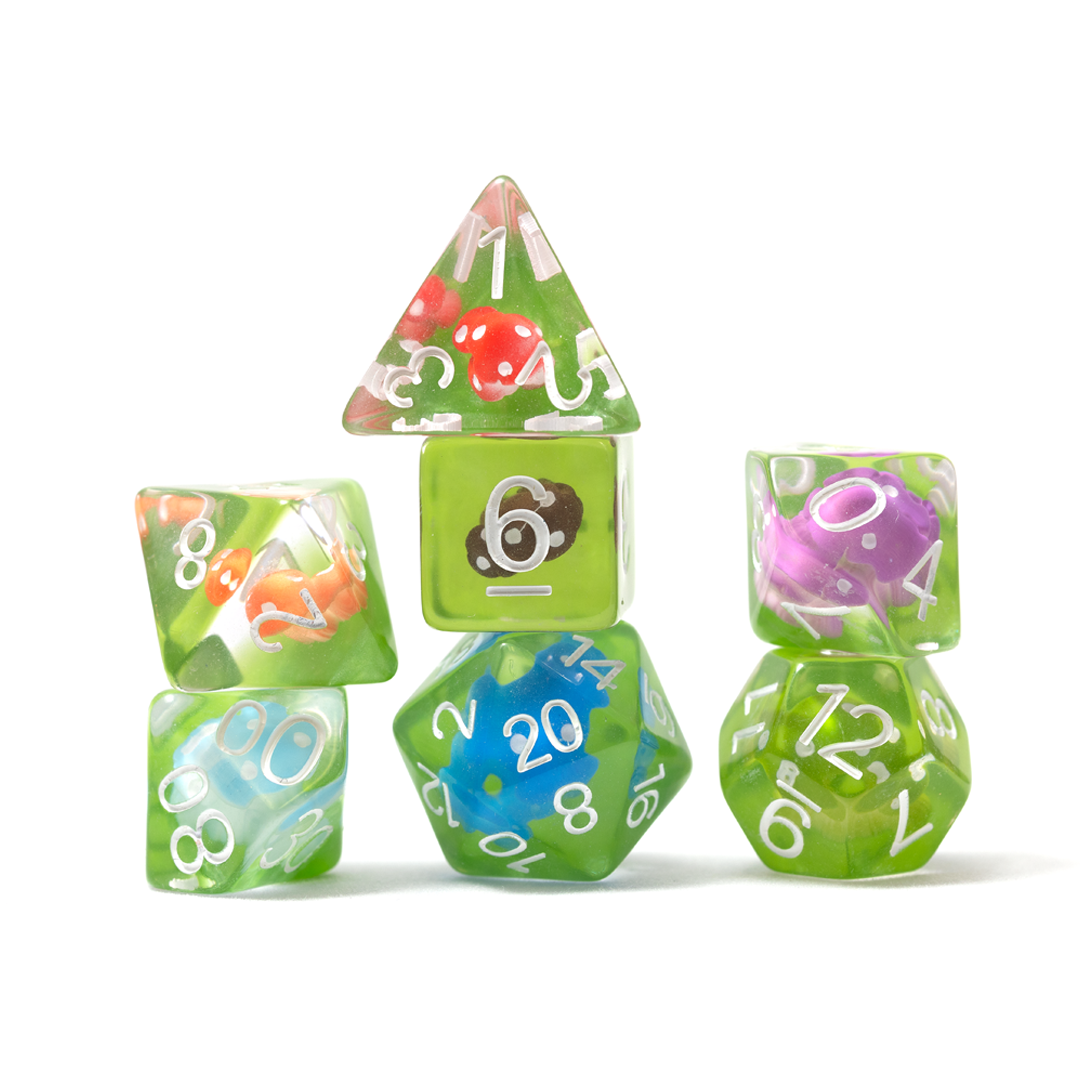 Mushroom Village 7-Piece Polyhedral RPG Dice Set | Sirius Dice
