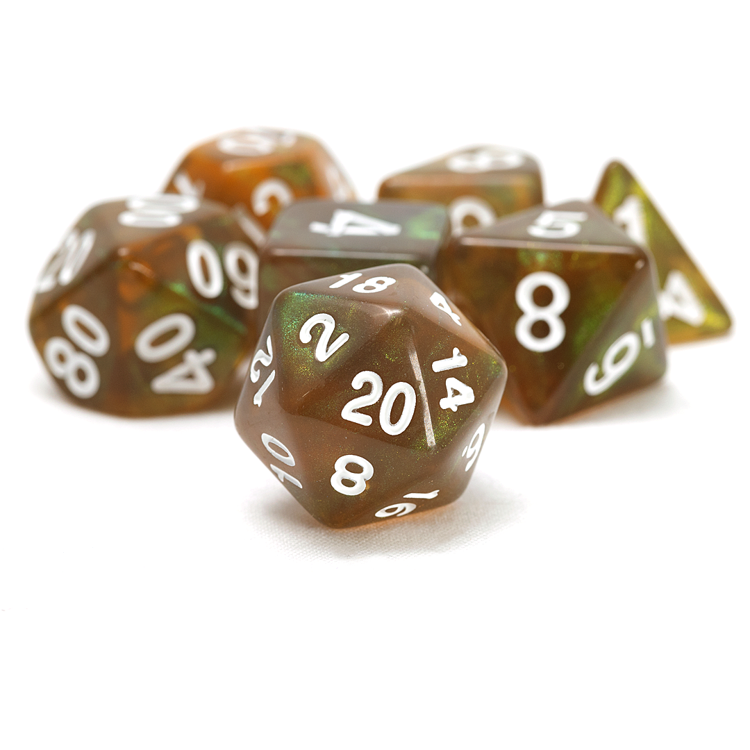 Unearthed Treasure Peridot 7-Piece Polyhedral RPG Dice Set | Sirius Dice