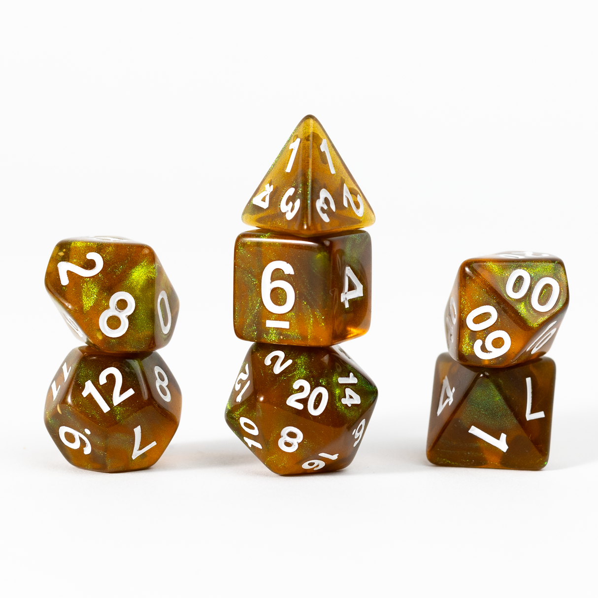 Unearthed Treasure Peridot 7-Piece Polyhedral RPG Dice Set | Sirius Dice