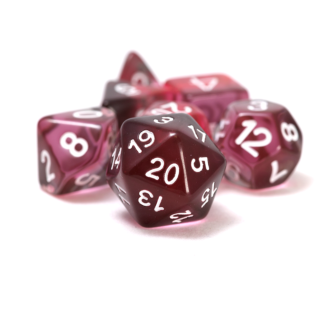 Pink, Clear, Black Resin Dice Set