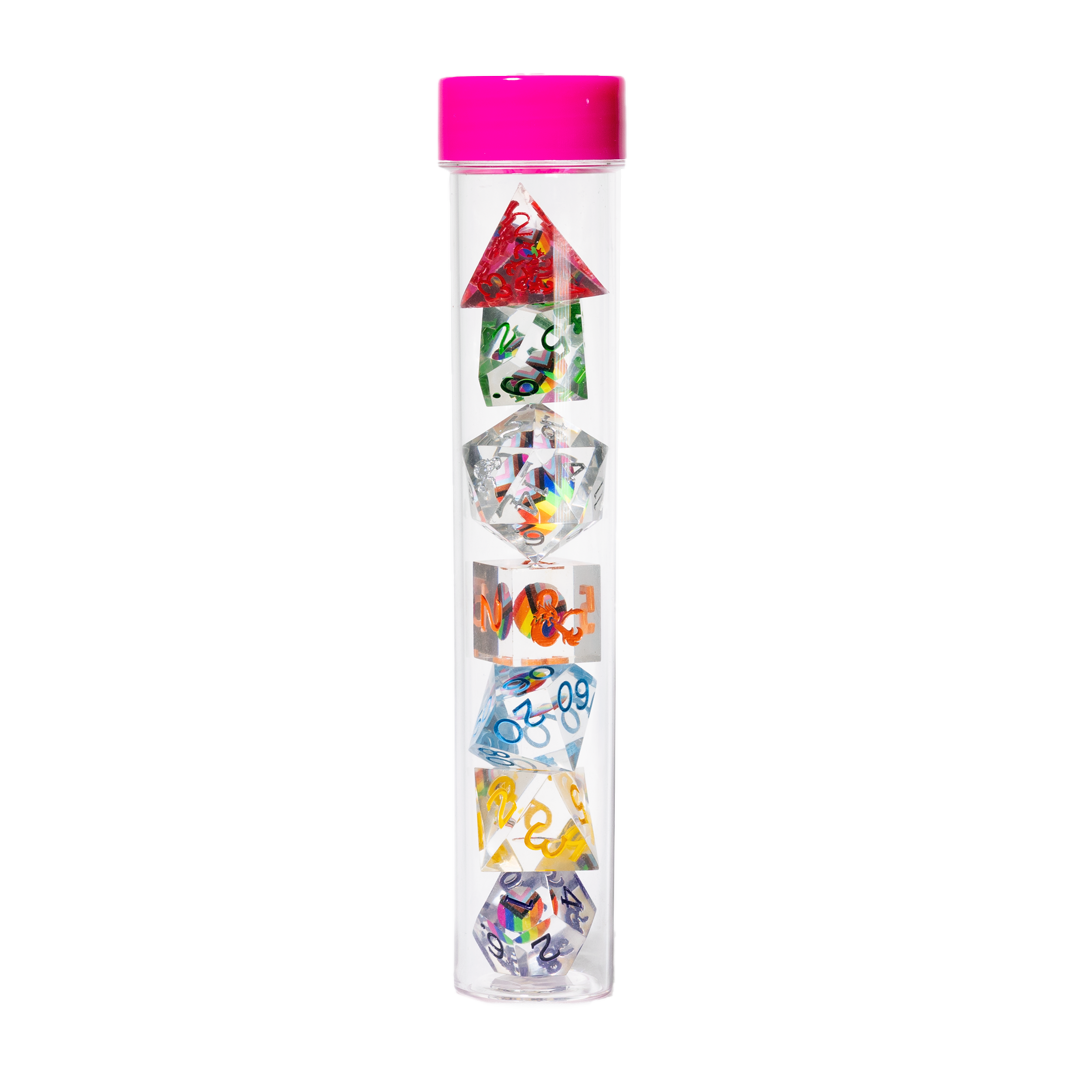 *Limited Stock* Dungeons & Dragons Progress Pride 7-Piece Polyhedral RPG Dice Set [Sharp Edge] | Sirius Dice