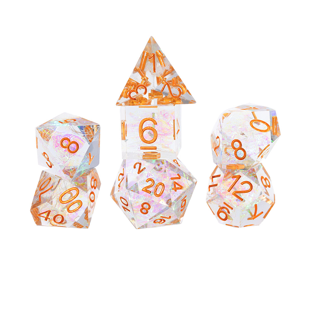 Sharp Crystal Fairy 7-Piece Polyhedral RPG Dice Set | Sirius Dice