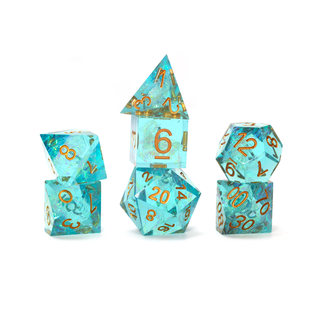 Sharp Aqua Fairy 7-Piece Polyhedral RPG Dice Set | Sirius Dice