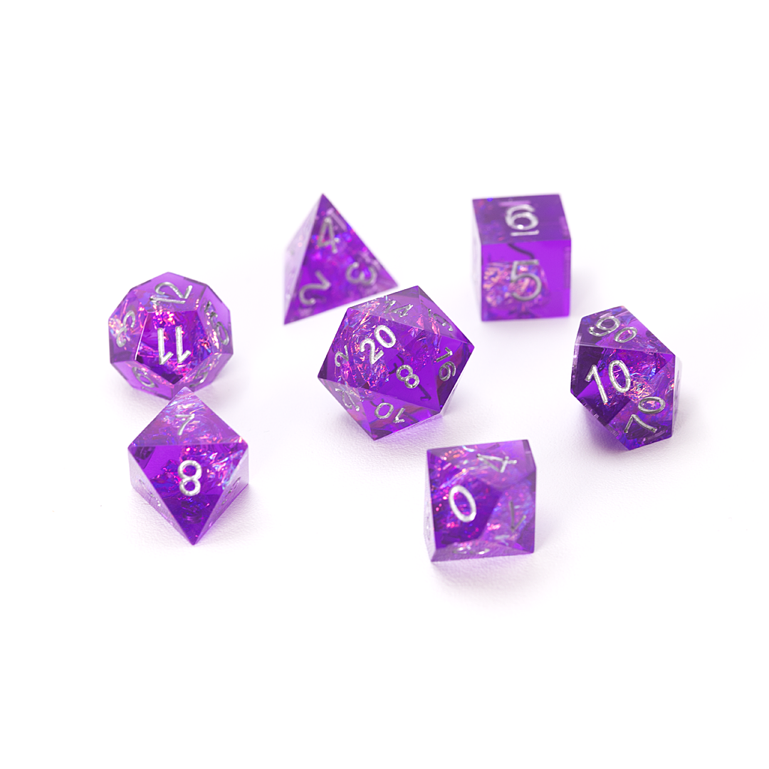Sharp Purple Fairy 7-Piece Polyhedral RPG Dice Set | Sirius Dice