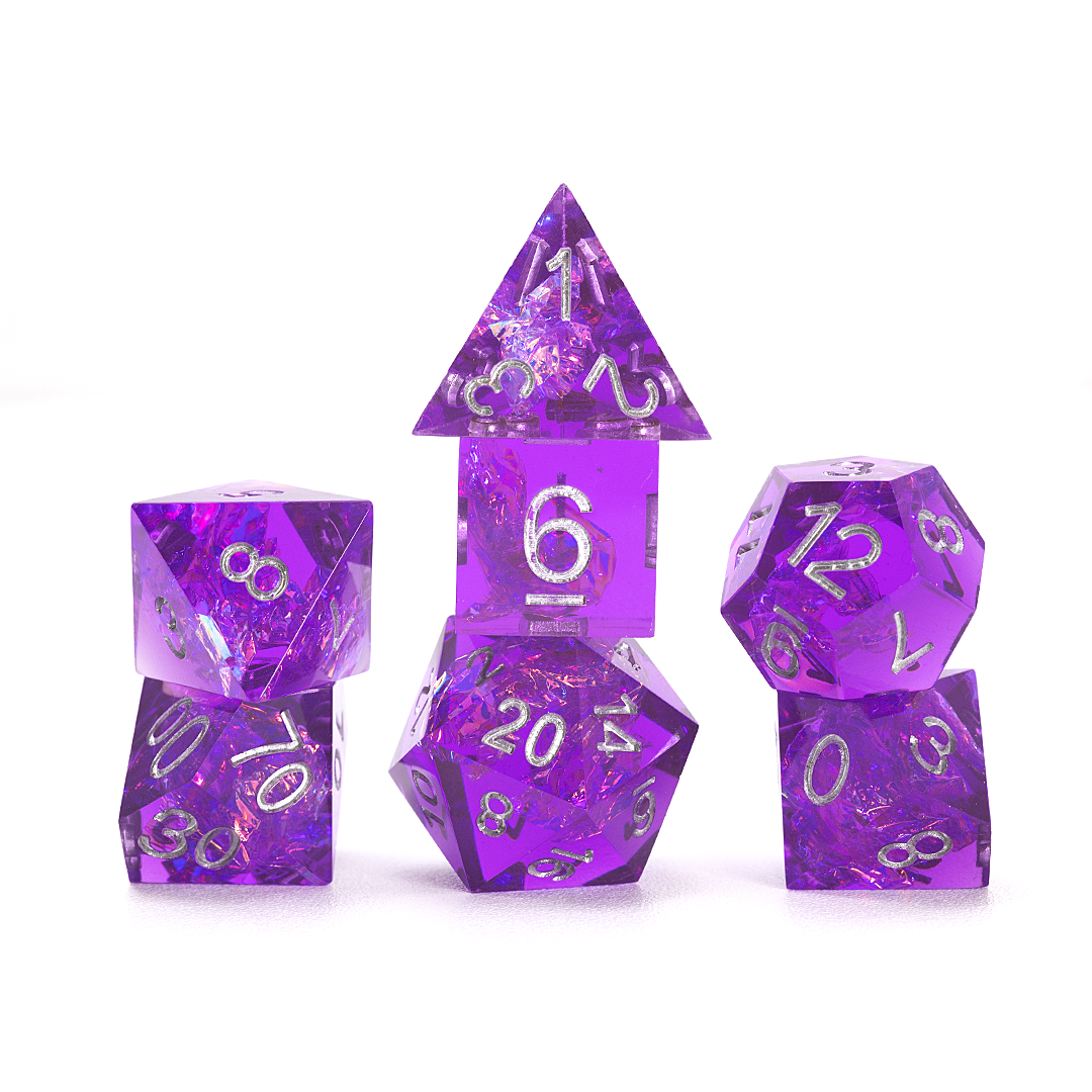 Sharp Purple Fairy 7-Piece Polyhedral RPG Dice Set | Sirius Dice