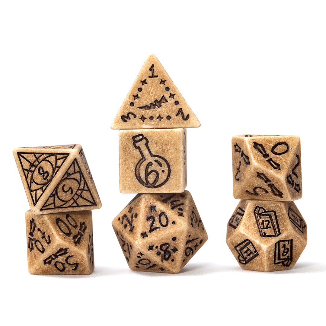 Illusory Stone Sandstone 7-Piece Polyhedral RPG Dice Set | Sirius Dice