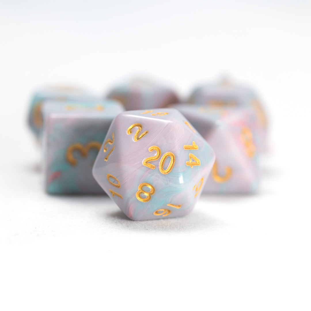 Pink Unicorn 7-Piece Polyhedral RPG Dice Set | Sirius Dice