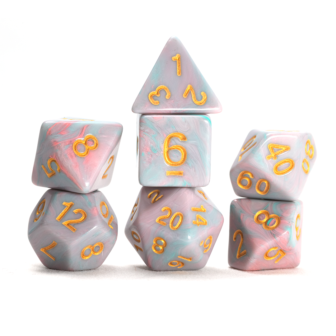 Pink Unicorn 7-Piece Polyhedral RPG Dice Set | Sirius Dice