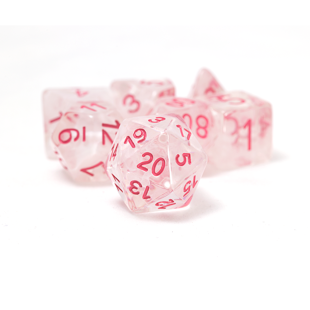White cloud + Pink Ink Dice Set