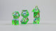 green blue swirl translucent sharp edge dice set
