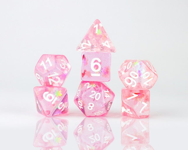 clear pink dice