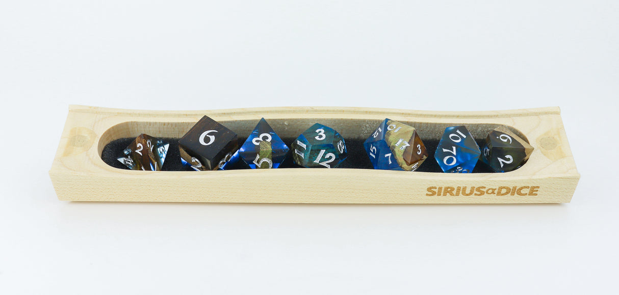 blue wooden dice
