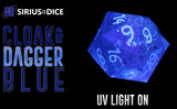 blue sharp edge uv d20 dice