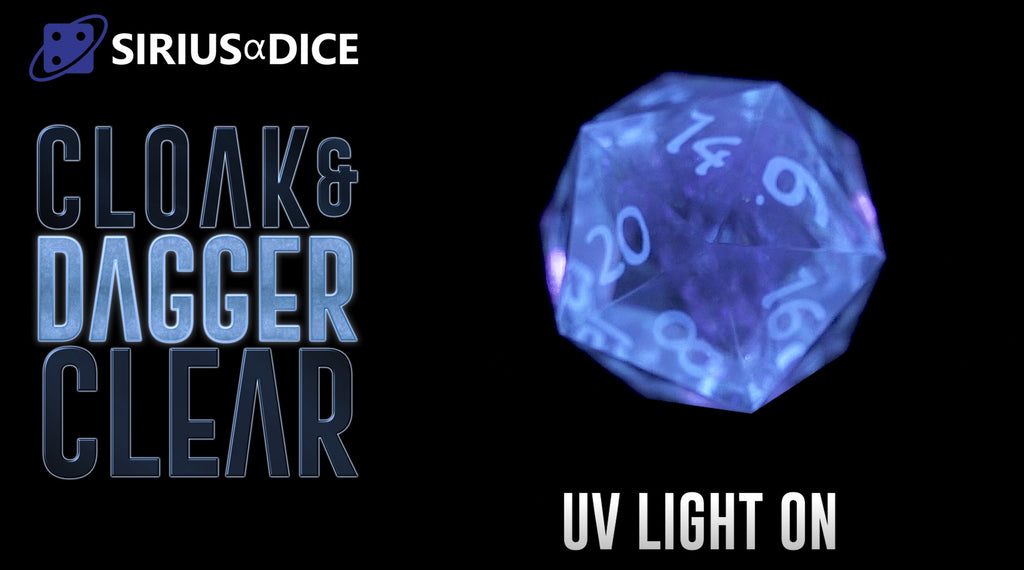 clear translucent sharp edge uv d20 dice