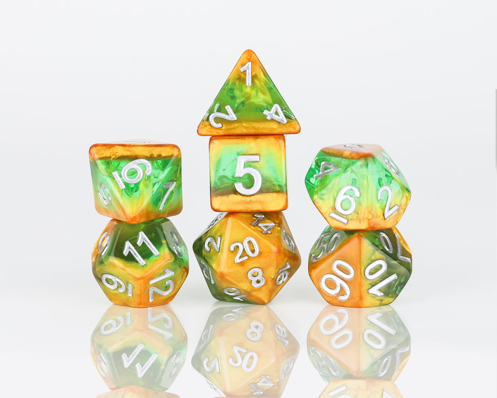 green gold dice set