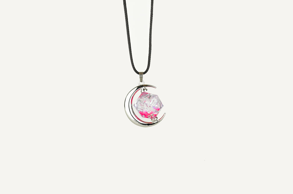 pink D20 necklace
