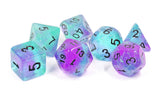blue and purple glow in the dark dice