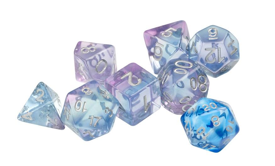blue and purple dice