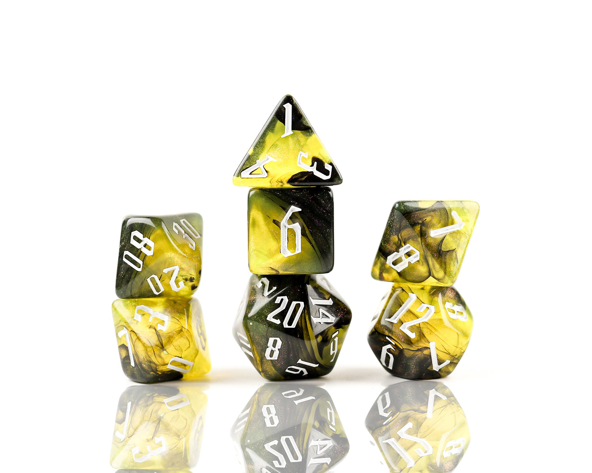 yellow black dice