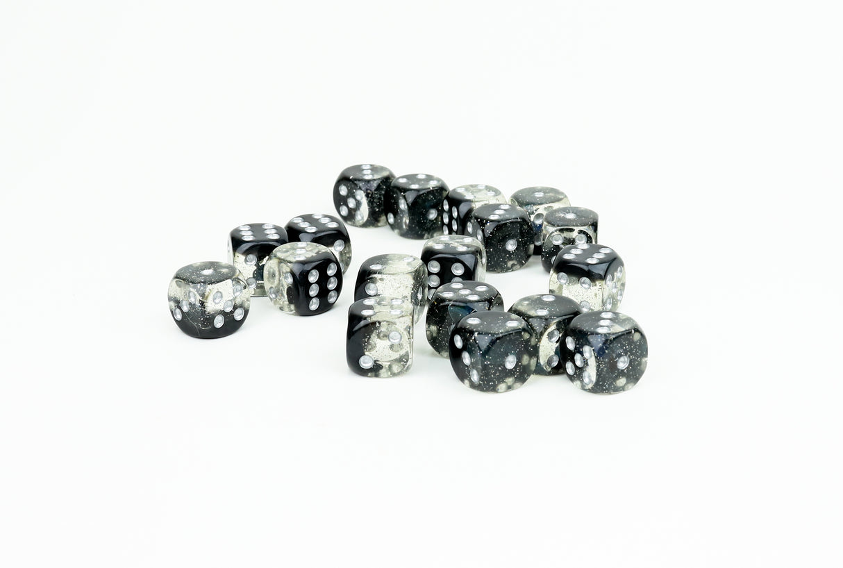 black glitter dice
