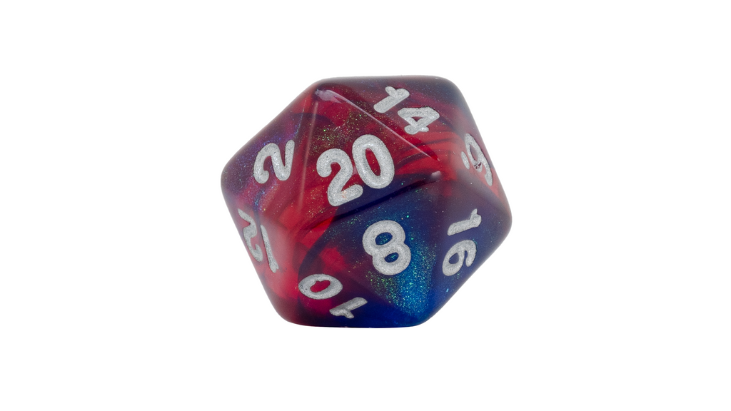 red blue d20 dice