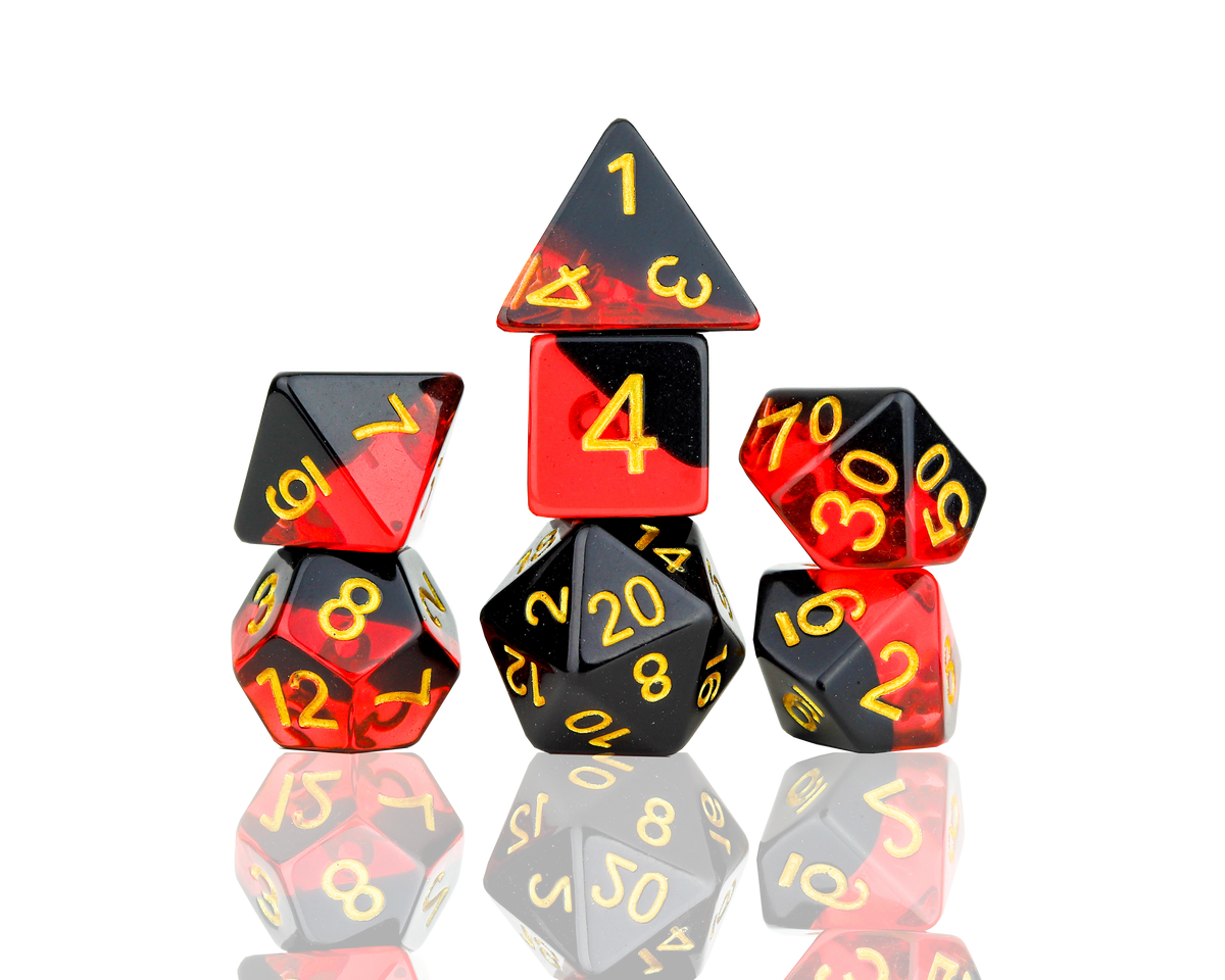 Brimstone Red Black Dice Set | DnD Dice Online | Sirius Dice