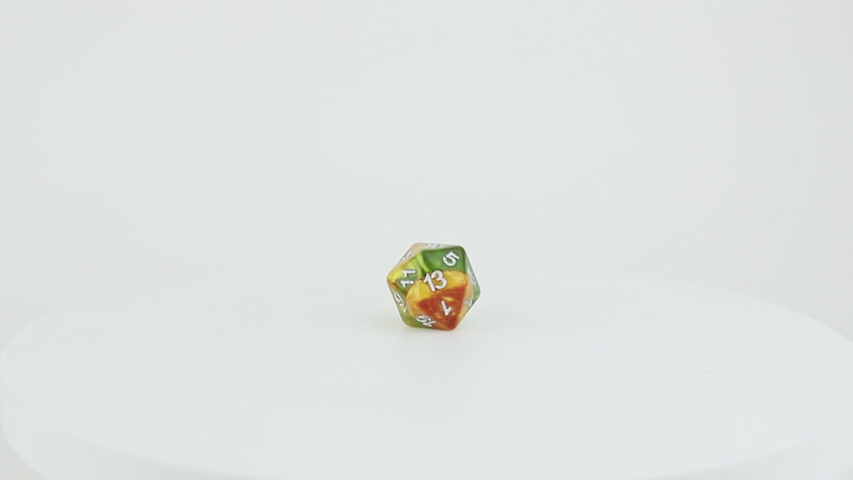 green gold d20 dice set