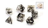 black and clear dice