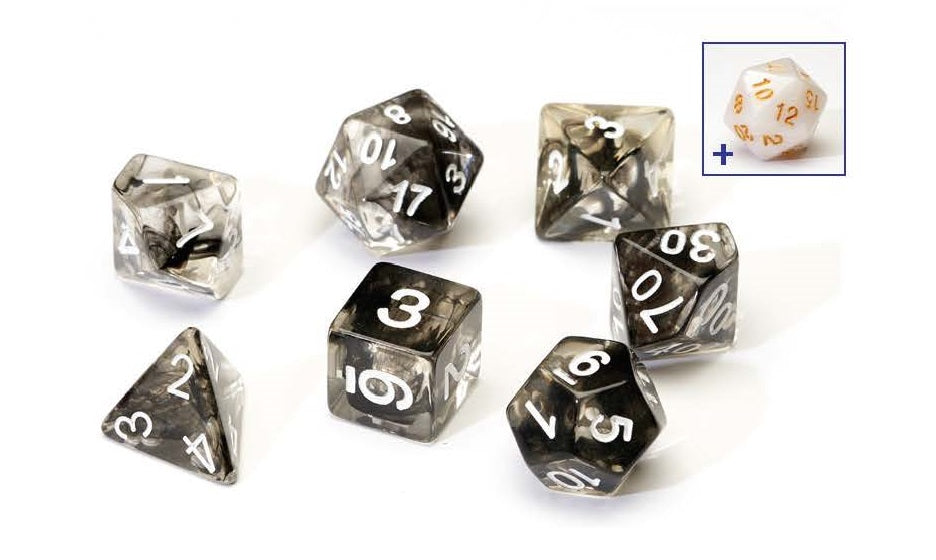 black and clear dice