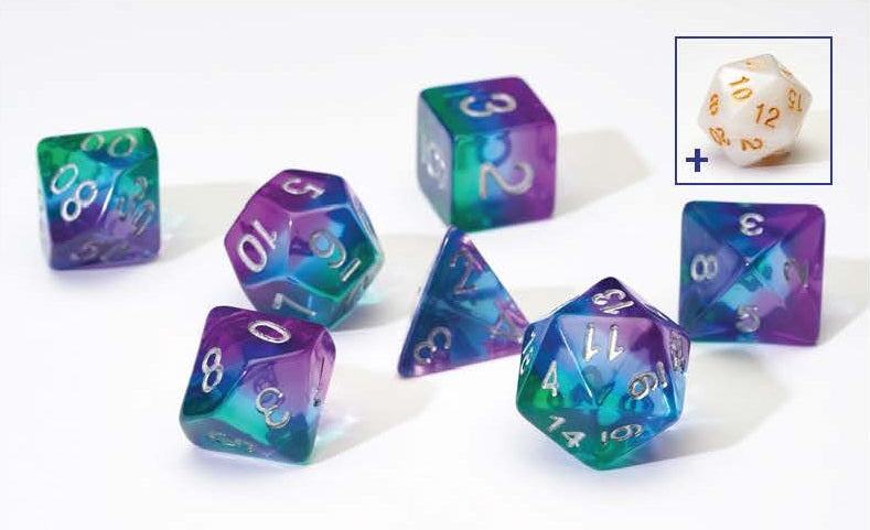 blue green purple dice