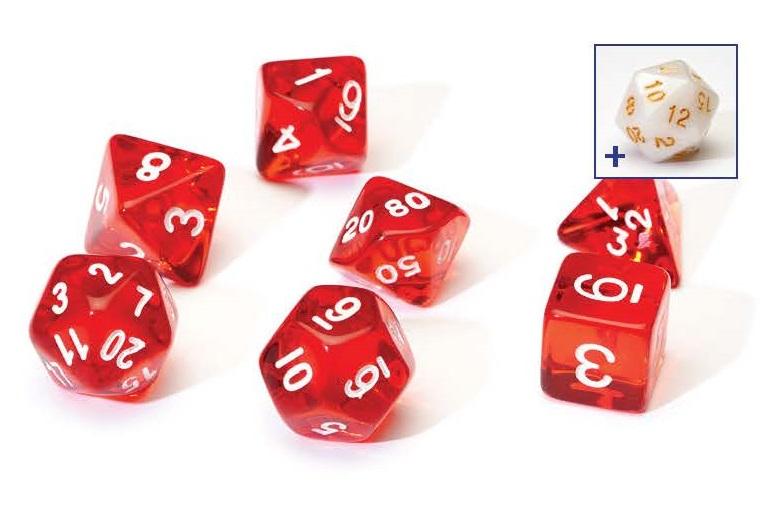 red translucent dice